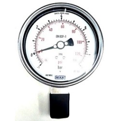 1/2" NPT, 130PSI/9BAR PRESSURE STAINLESS STEEL 0120 GAUGE , 130PSI , with Oil