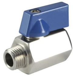 3/4'' S/STEEL 304 MINI BALL VALVE(MALE TO FEMALE, BLUE HANDLE)