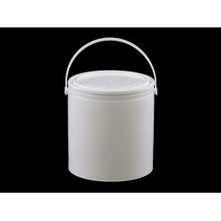 7 LITER WHITE POLYPAIL C/W WHITE NORMAL COVER & PLASTIC HANDLE
